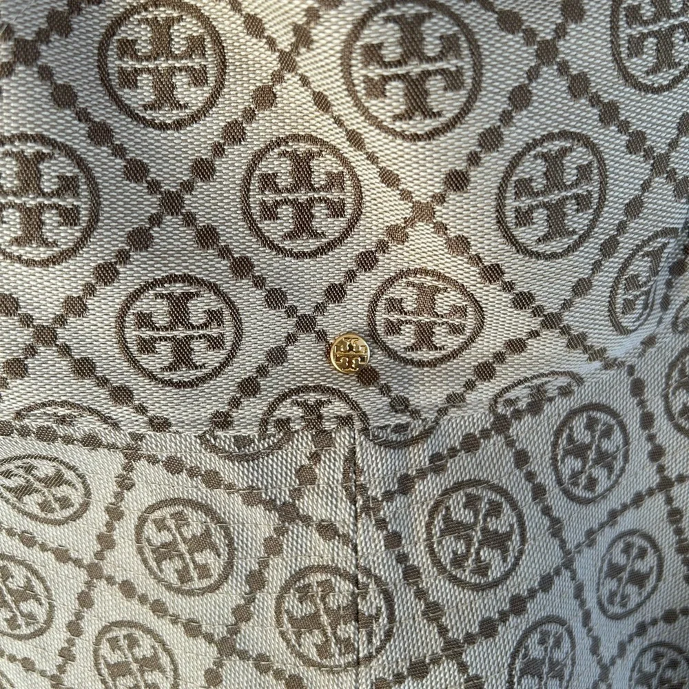 Tory Burch T Monogram Jacquard Reversible Bucket Hat Hazel Tan Brown Gold